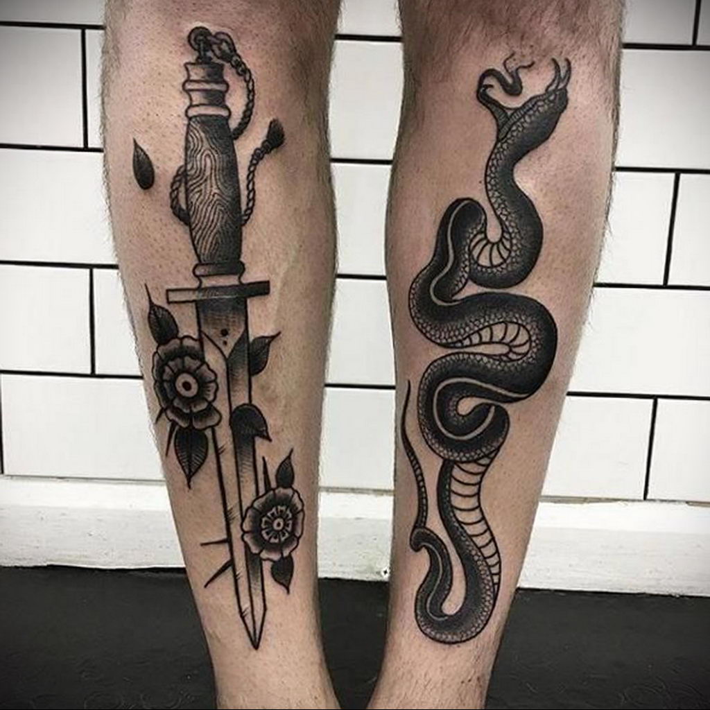 Эскизы татуировок для мужчин на ноге