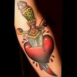 heart tattoo with dagger 27.12.2019 №005 -dagger tattoo- tattoovalue.net