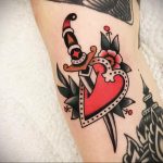 heart tattoo with dagger 27.12.2019 №016 -dagger tattoo- tattoovalue.net