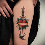 heart tattoo with dagger 27.12.2019 №020 -dagger tattoo- tattoovalue.net
