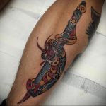 heart tattoo with dagger 27.12.2019 №025 -dagger tattoo- tattoovalue.net_2