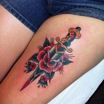 heart tattoo with dagger 27.12.2019 №044 -dagger tattoo- tattoovalue.net_2