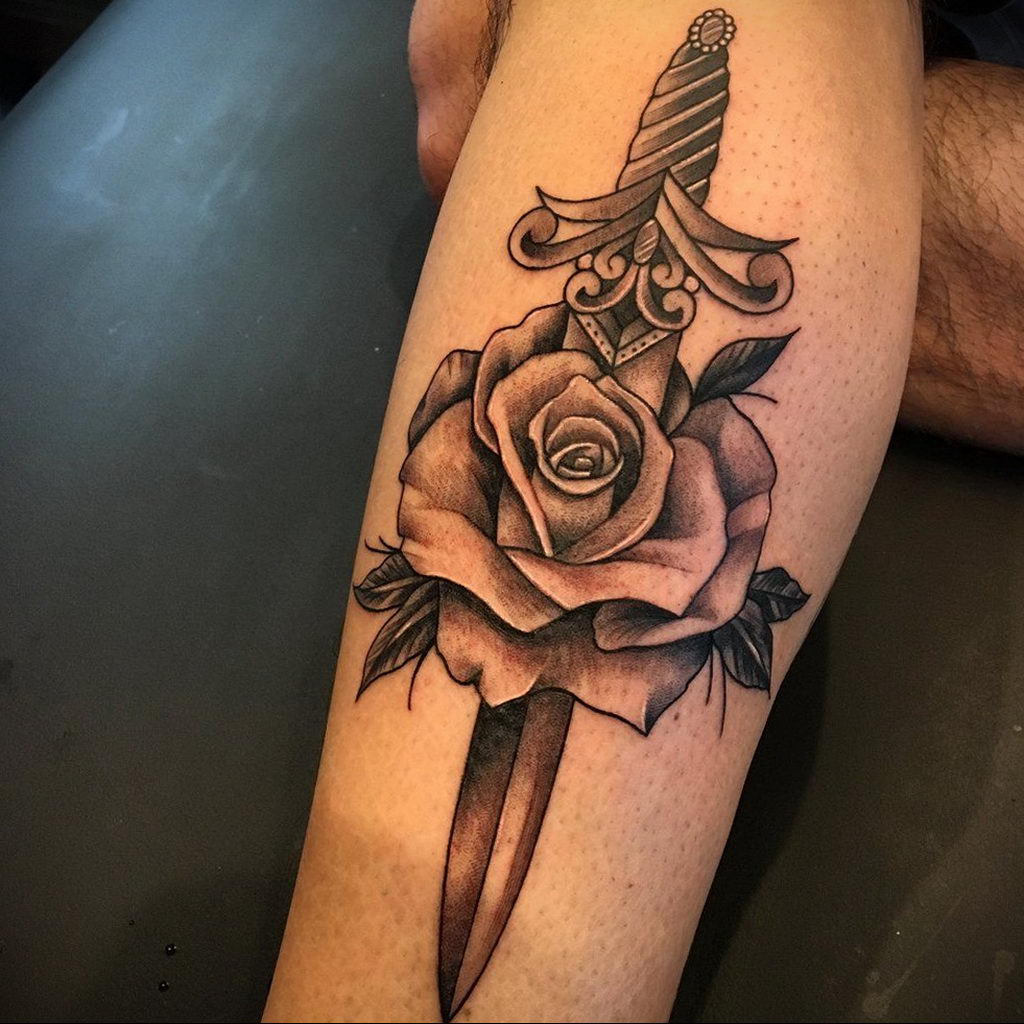 rose dagger tattoo  №002 -dagger tattoo -  