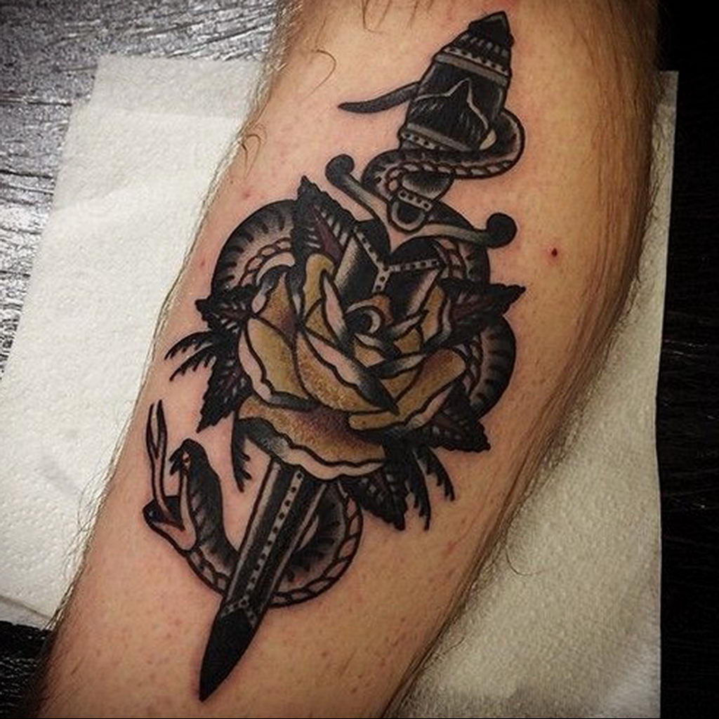 rose dagger tattoo  №027 -dagger tattoo -  