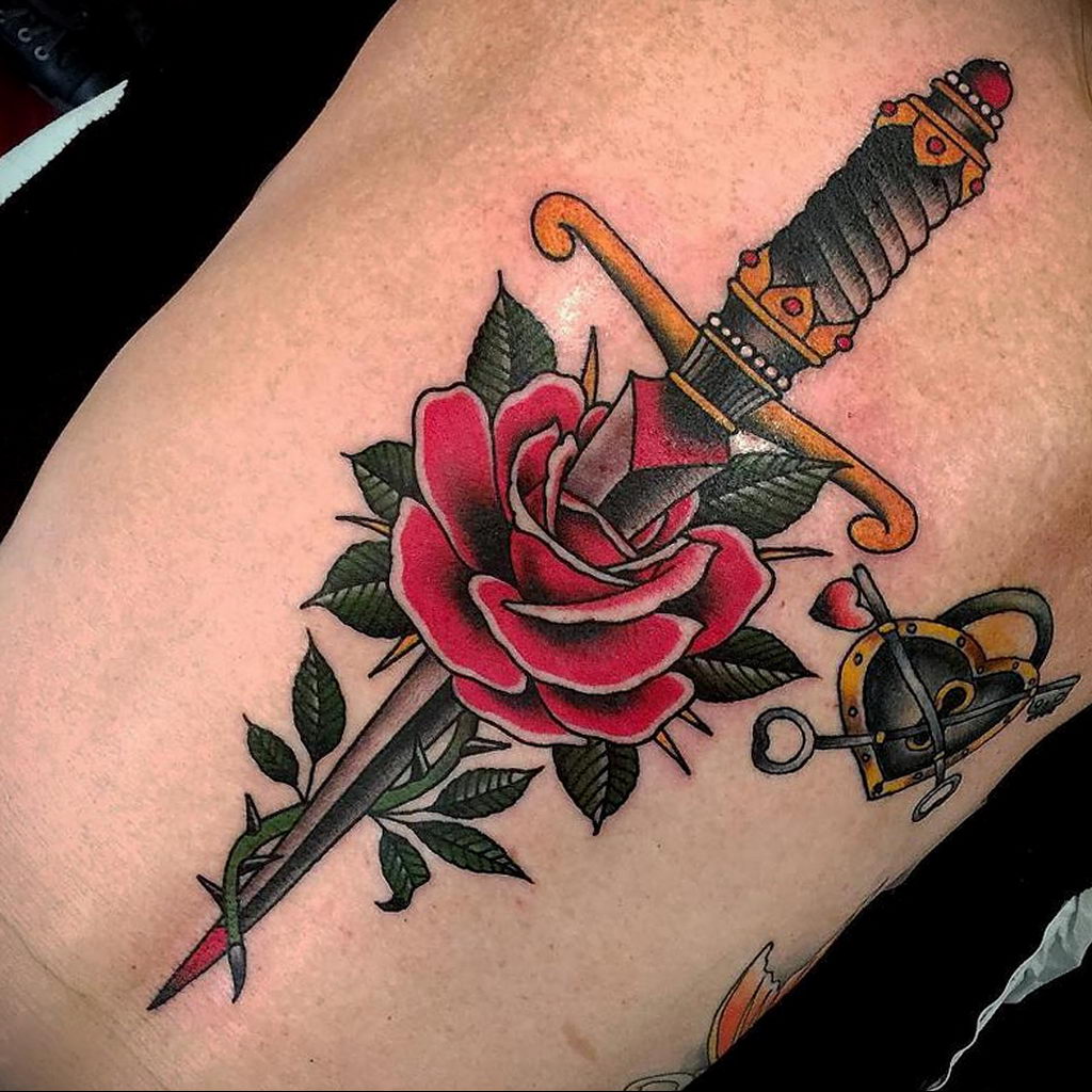 rose dagger tattoo 27.12.2019 №048 -dagger tattoo- tattoovalue.net