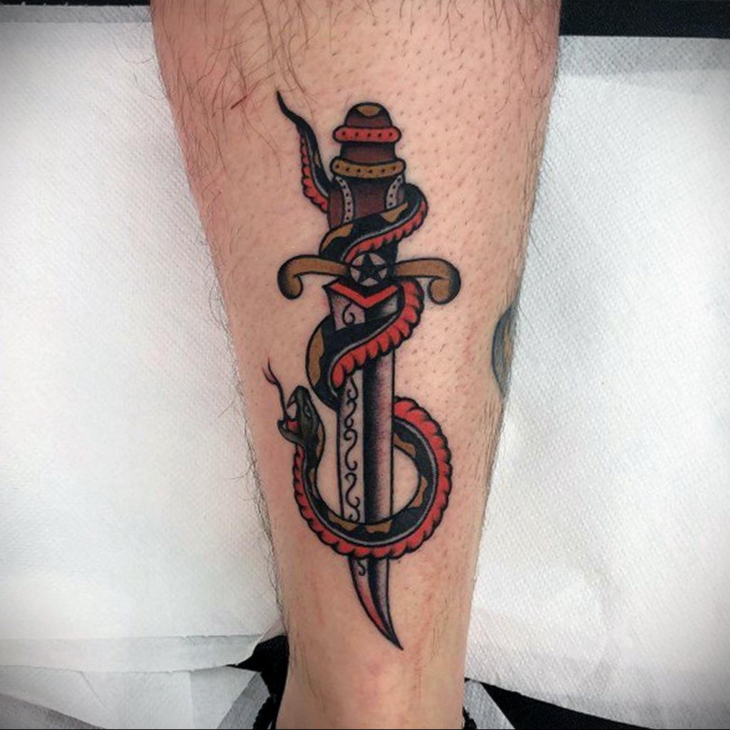 snake and dagger tattoo  №021 -dagger tattoo -  