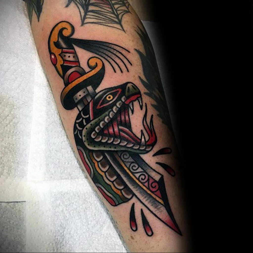 snake and dagger tattoo  №032 -dagger tattoo -  