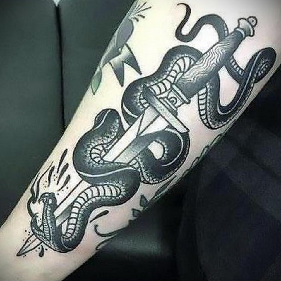 snake and dagger tattoo 27.12.2019 №002 dagger tattoo