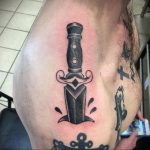 tattoo dagger on the shoulder 27.12.2019 №003 -dagger tattoo- tattoovalue.net