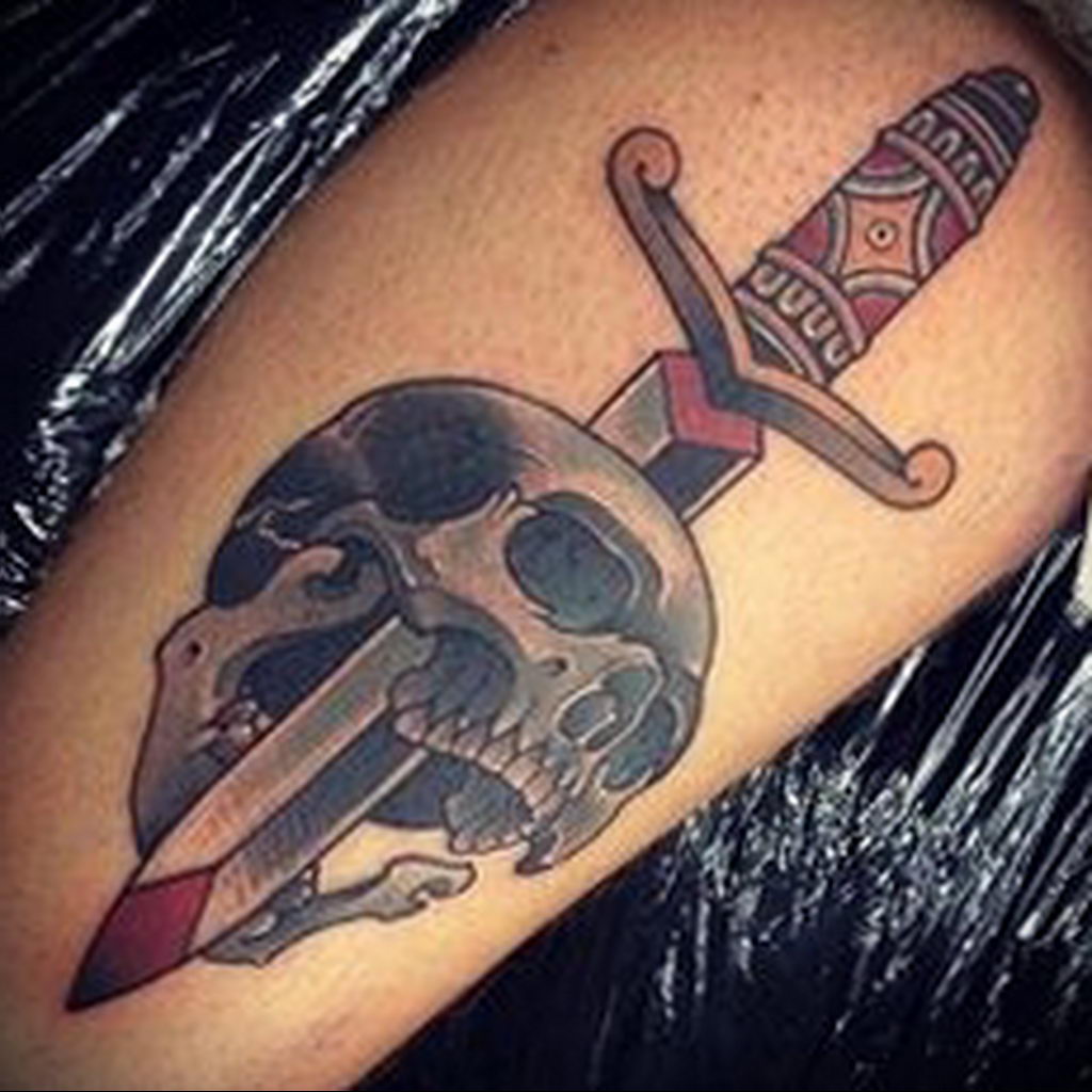 Nevermore Tattoo Parlour  Neo trad skull and dagger by Dan More please   Facebook