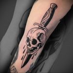 tattoo dagger with skull 27.12.2019 №002 -dagger tattoo- tattoovalue.net