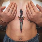 tattoo old school dagger 27.12.2019 №005 -dagger tattoo- tattoovalue.net