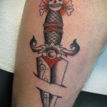 tattoo old school dagger 27.12.2019 №012 -dagger tattoo- tattoovalue.net