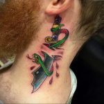 тату кинжал на шее 27.12.2019 №002 -dagger tattoo- tattoovalue.net