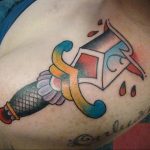 тату кинжал на шее 27.12.2019 №012 -dagger tattoo- tattoovalue.net