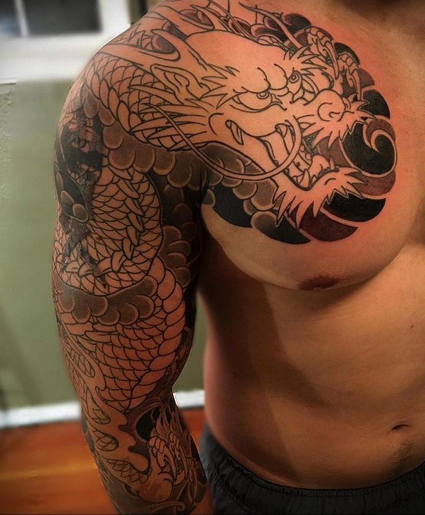dragon sleeve tattoo 23.01.2020 №034 -dragon tattoo- tattoovalue.net