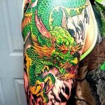dragon sleeve tattoo 23.01.2020 №003 -dragon tattoo- tattoovalue.net