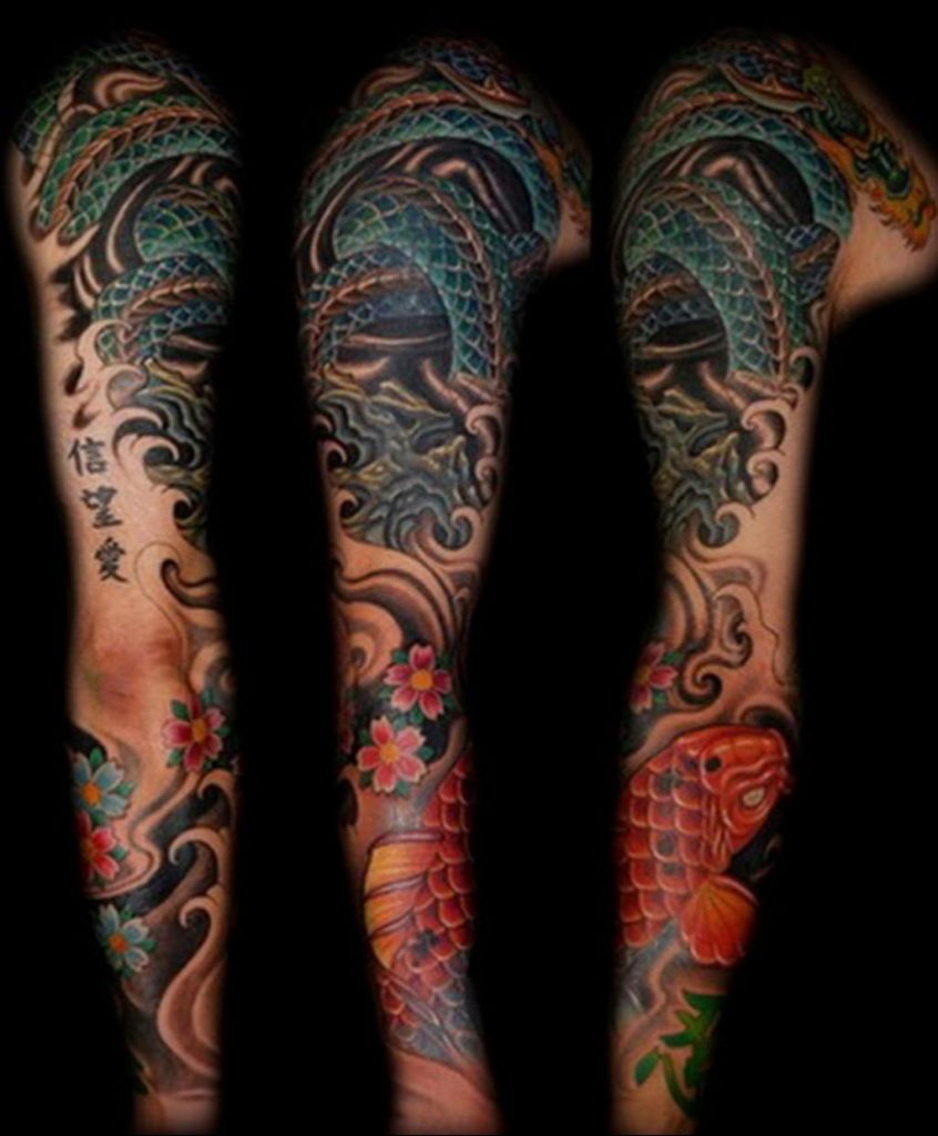 dragon sleeve tattoo 23.01.2020 №007 -dragon tattoo- tattoovalue.net