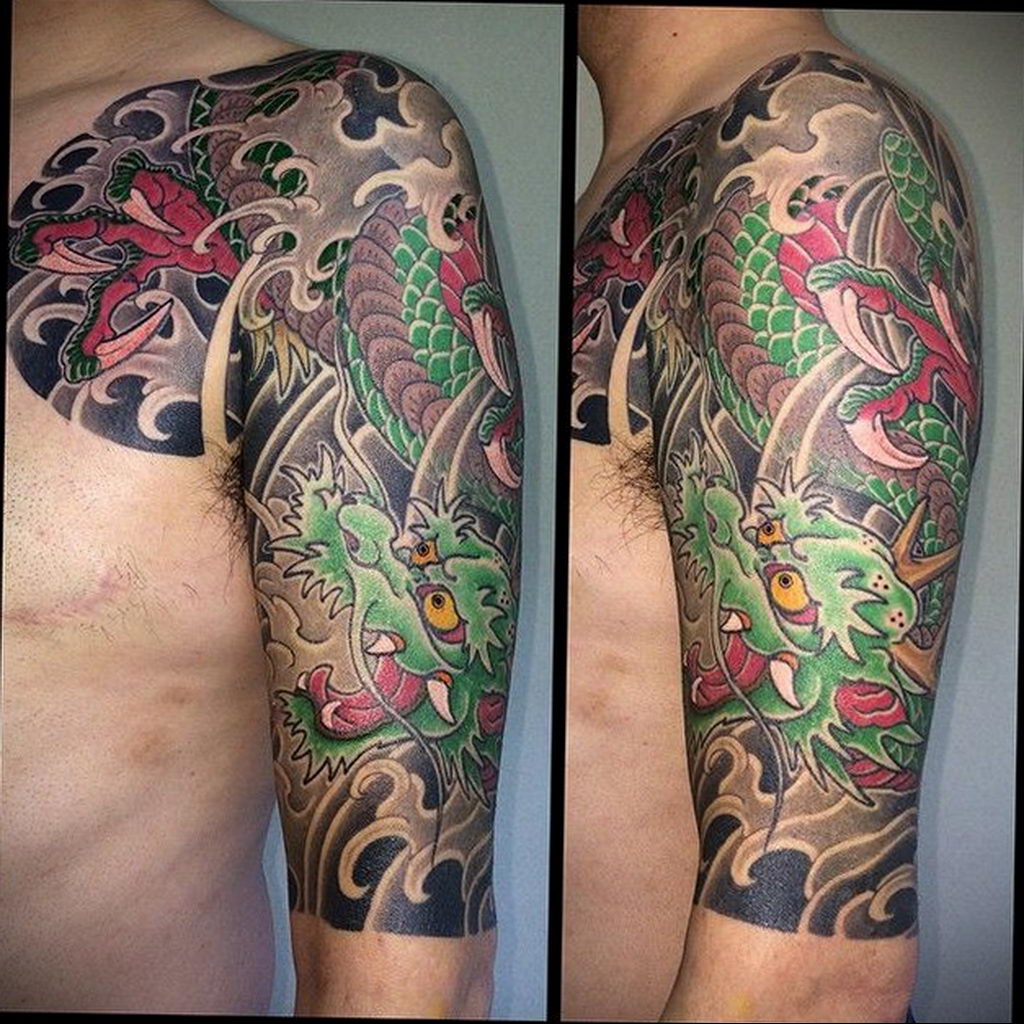 dragon sleeve tattoo 23.01.2020 №011 -dragon tattoo- tattoovalue.net