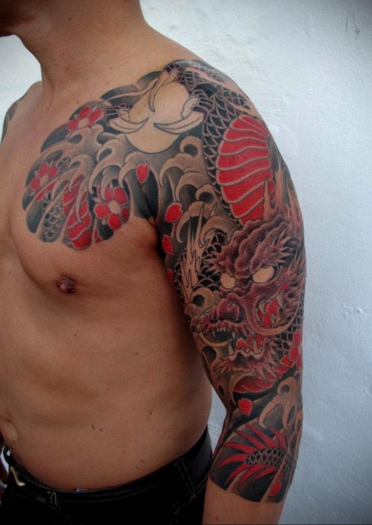 dragon sleeve tattoo 23.01.2020 №018 -dragon tattoo- tattoovalue.net