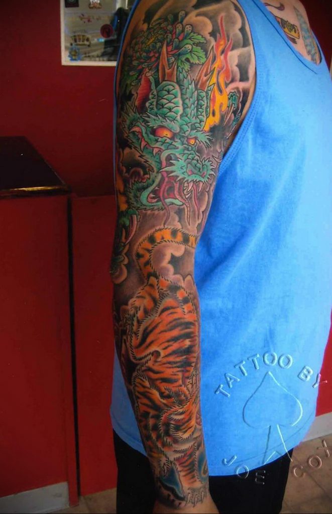 dragon sleeve tattoo 23.01.2020 №023 -dragon tattoo- tattoovalue.net