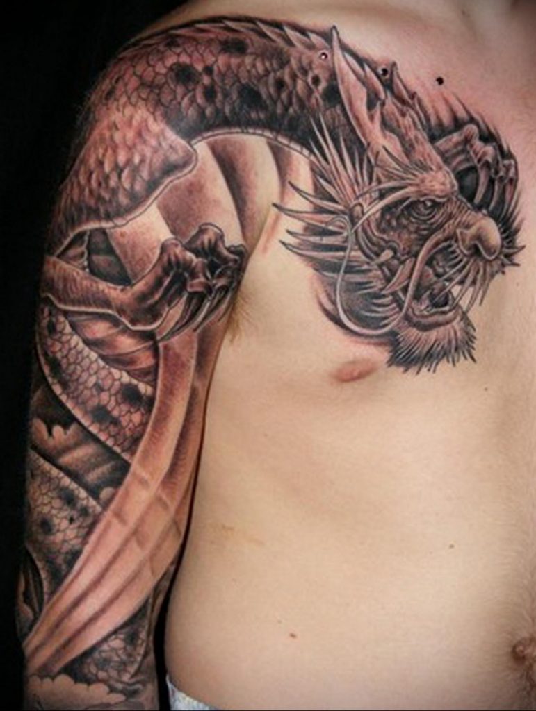 dragon sleeve tattoo 23.01.2020 №036 -dragon tattoo- tattoovalue.net