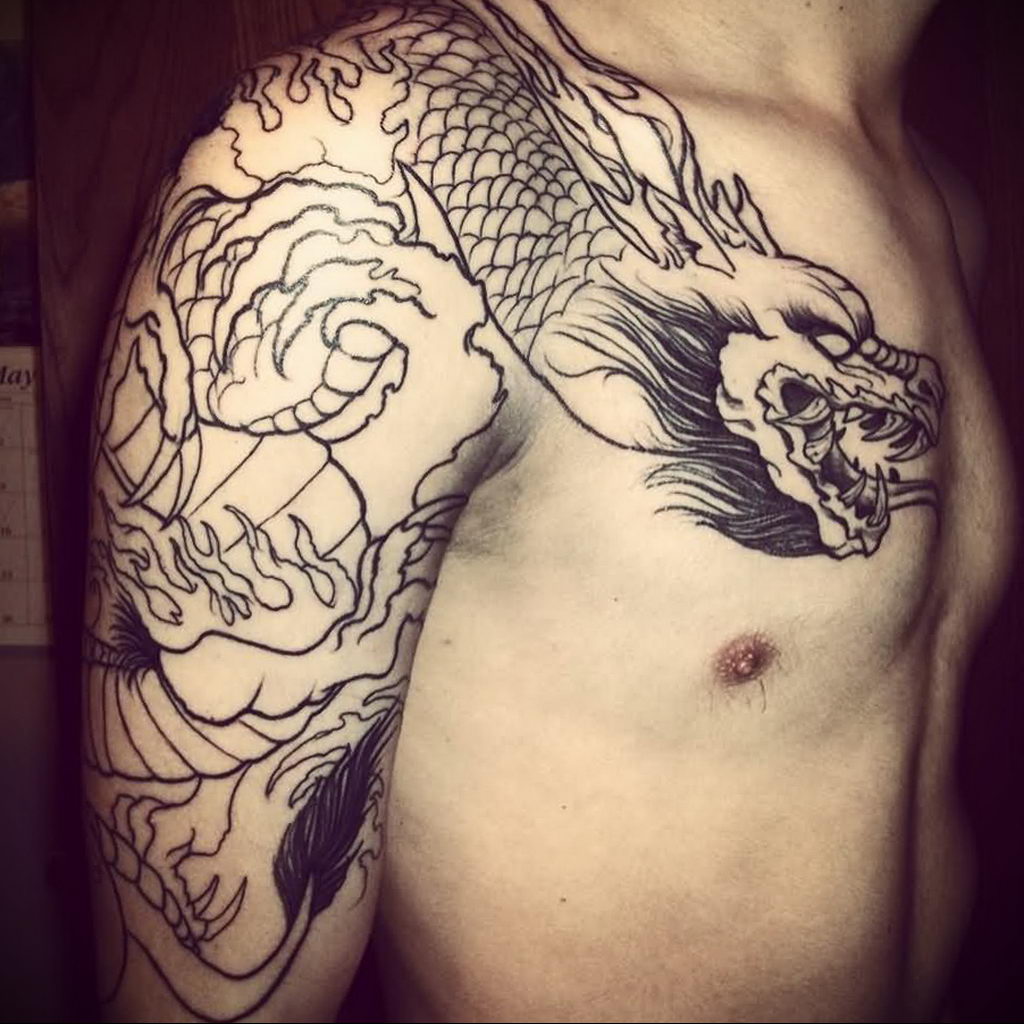 dragon sleeve tattoo 23.01.2020 №038 -dragon tattoo- tattoovalue.net