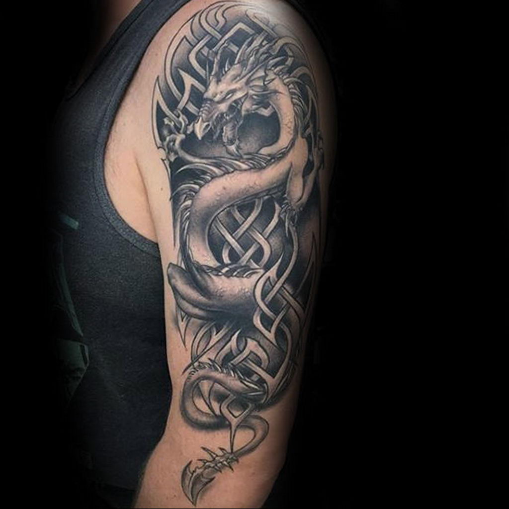 dragon sleeve tattoo 23.01.2020 №040 -dragon tattoo- tattoovalue.net