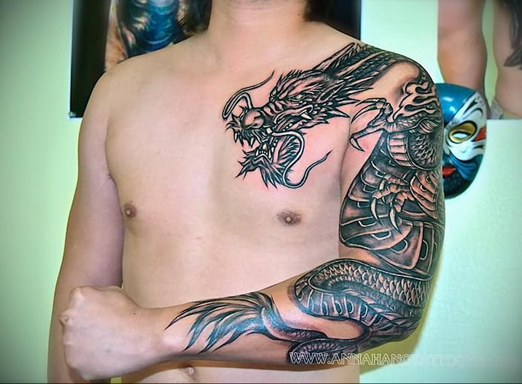 dragon tattoo on arm 23.01.2020 №039 -dragon tattoo- tattoovalue.net