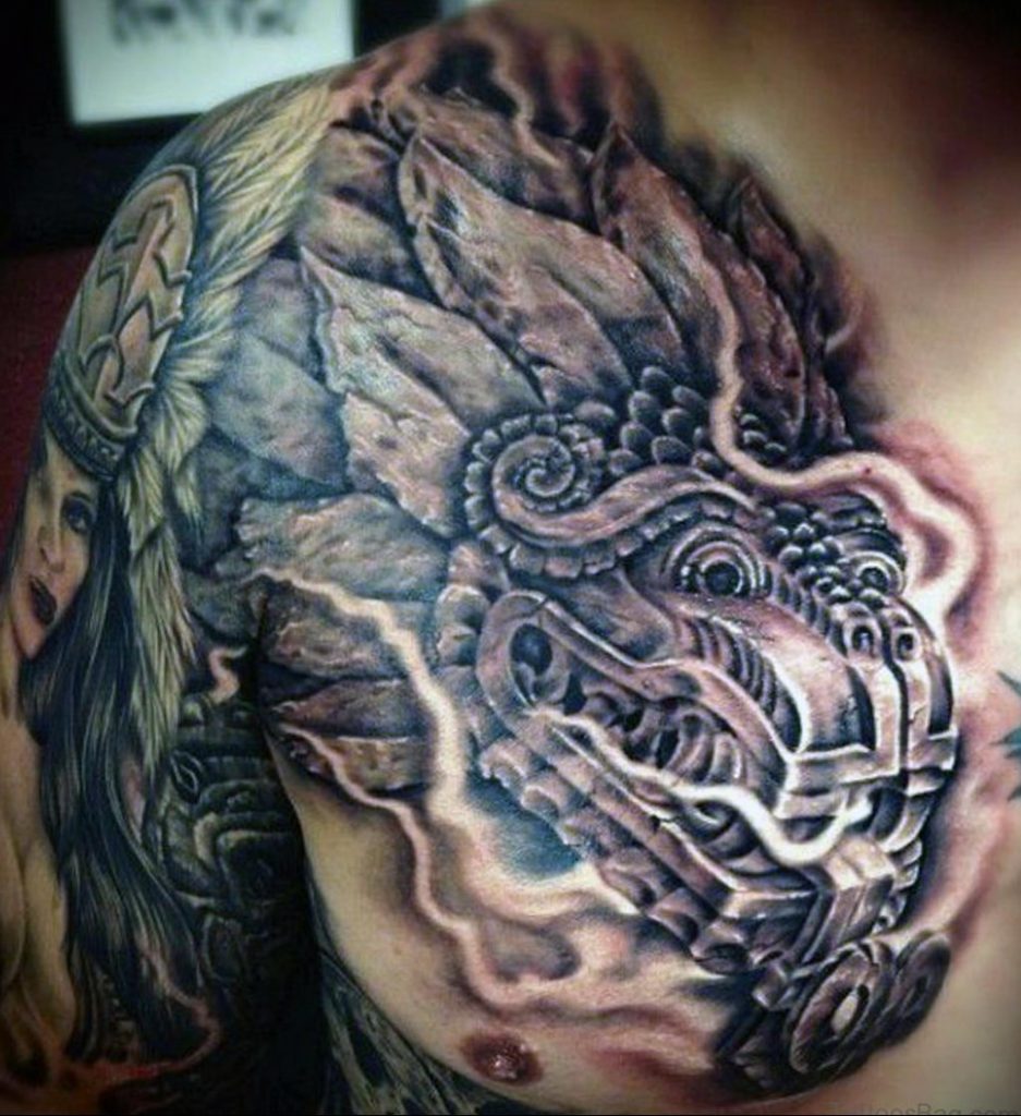 Aztec tattoos on chest