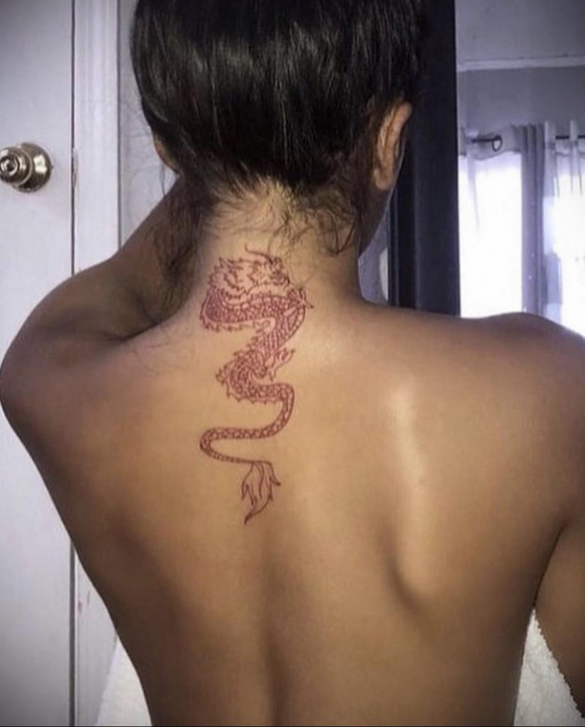 dragon tattoo on the neck  №001 -dragon tattoo -  