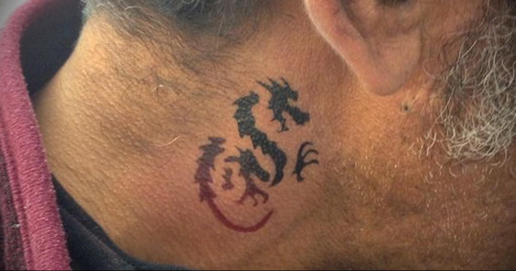 dragon tattoo on the neck  №002 -dragon tattoo -  