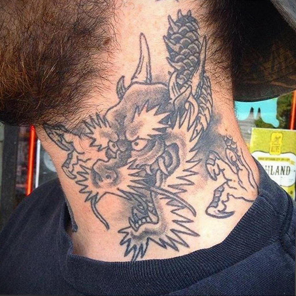 dragon tattoo on the neck  №005 -dragon tattoo -  