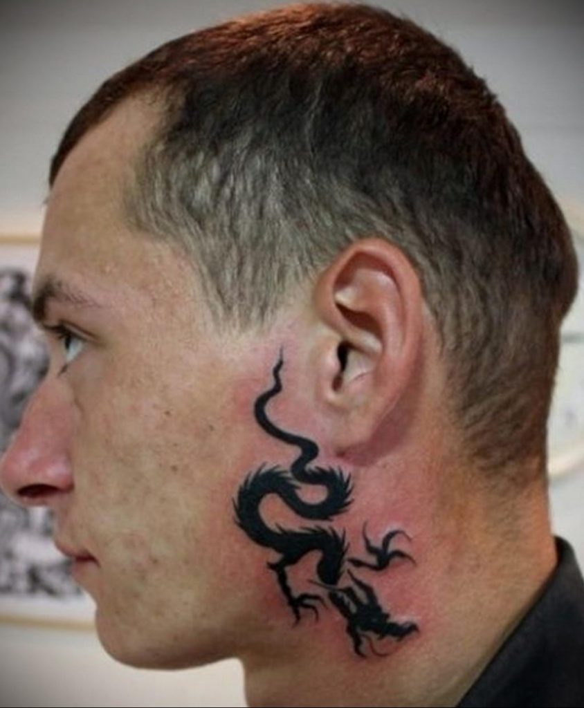 dragon tattoo on the neck  №012 -dragon tattoo -  