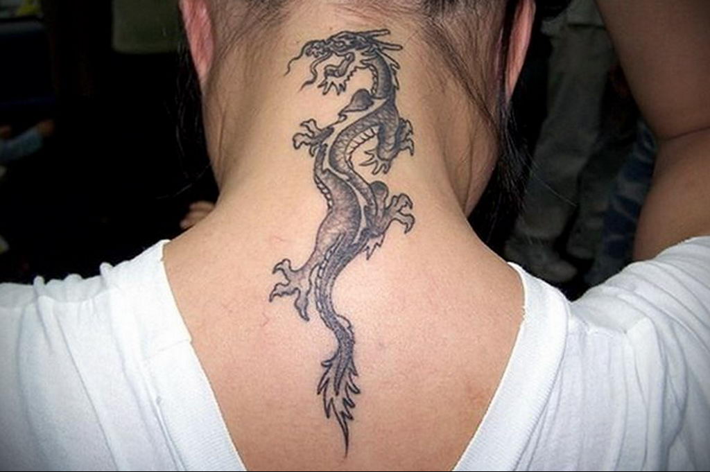 dragon tattoo on the neck 23.01.2020 №008 -dragon tattoo- tattoovalue.net