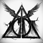 дары смерти тату 19.01.2020 №046 -deathly hallows tattoo- tattoovalue.net