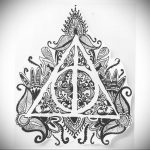 дары смерти эскиз тату 19.01.2020 №023 -deathly hallows sketch tattoo- tattoovalue.net