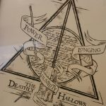 дары смерти эскиз тату 19.01.2020 №046 -deathly hallows sketch tattoo- tattoovalue.net