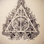 дары смерти эскиз тату 19.01.2020 №066 -deathly hallows sketch tattoo- tattoovalue.net