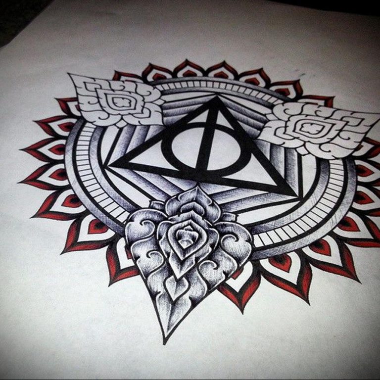 Meaning of the deathly hallows tattoo features, photo examples of