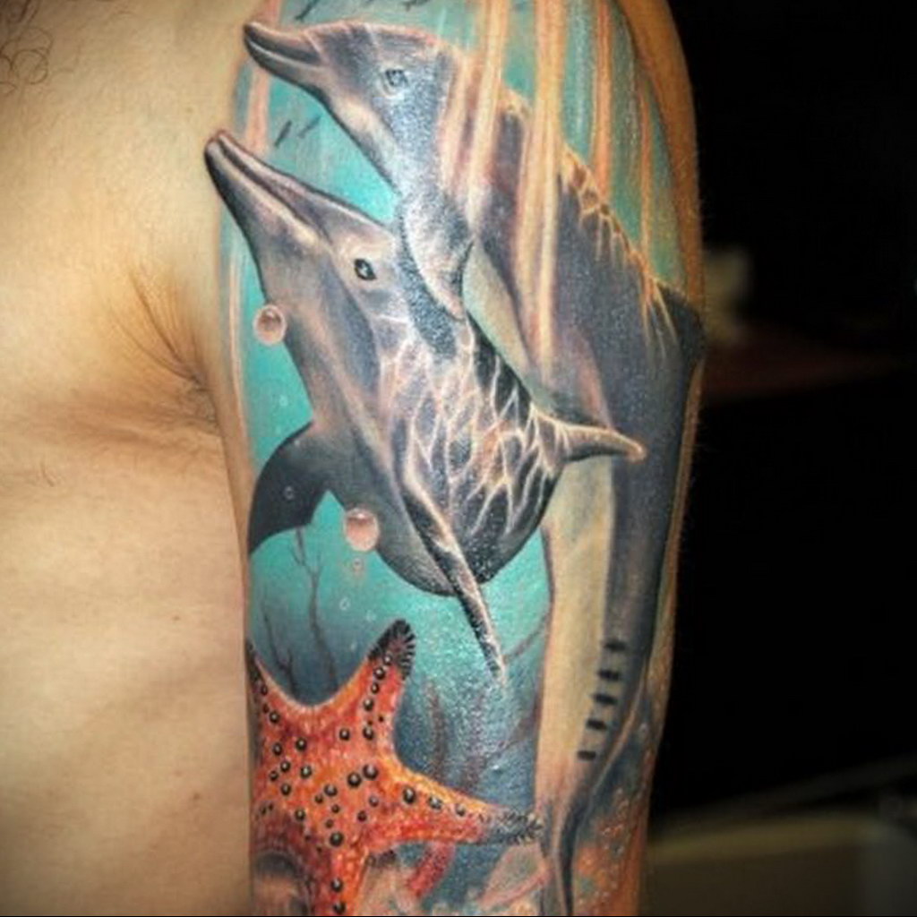 dolphin tattoo photo 21.04.2020 №054 -dolphin tattoo- tattoovalue.net