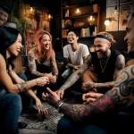 A group of diverse people with tattoos discussing an defd e cf d bafed _1_2 16.12.2023 tattoovalue.net 017