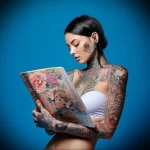 A person with a tattoo reading a medical brochure ab e e e bce facfa 16.12.2023 tattoovalue.net 049