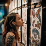What are the best ink colors for tattoos - A beautiful woman admiring a wall of colorful tattoo ec c ac dfef - 030124 tattoovalue.net 001