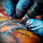 What are the best ink colors for tattoos - A close up of a tattoo being applied with colors cho aa cc be acc _1 - 030124 tattoovalue.net 025