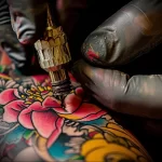 What are the best ink colors for tattoos - A close up of a tattoo being applied with colors cho aa cc be acc _1_2 - 030124 tattoovalue.net 026