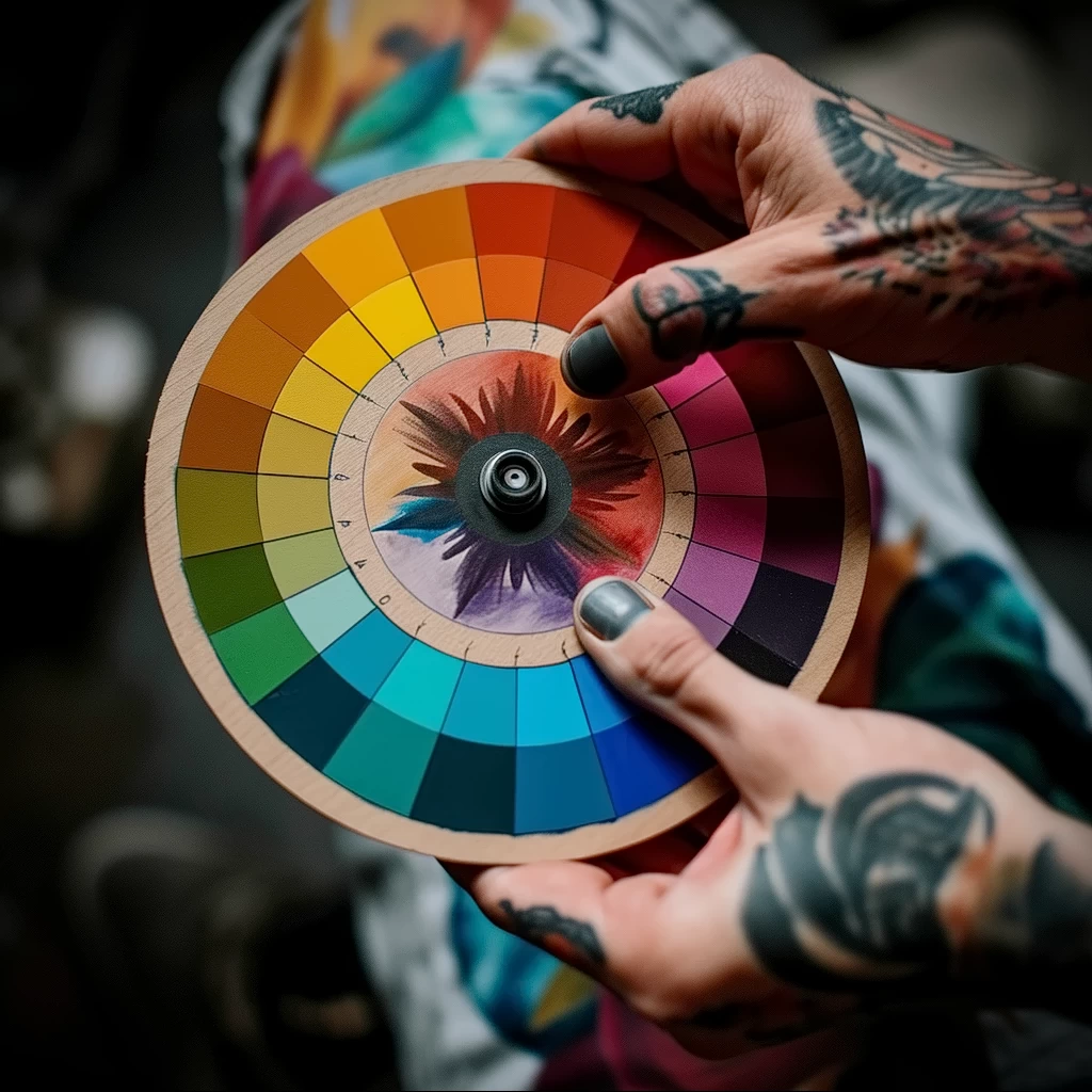 What are the best ink colors for tattoos - A color wheel being used to select complementary tat ff f b c facc _1 - 030124 tattoovalue.net 028