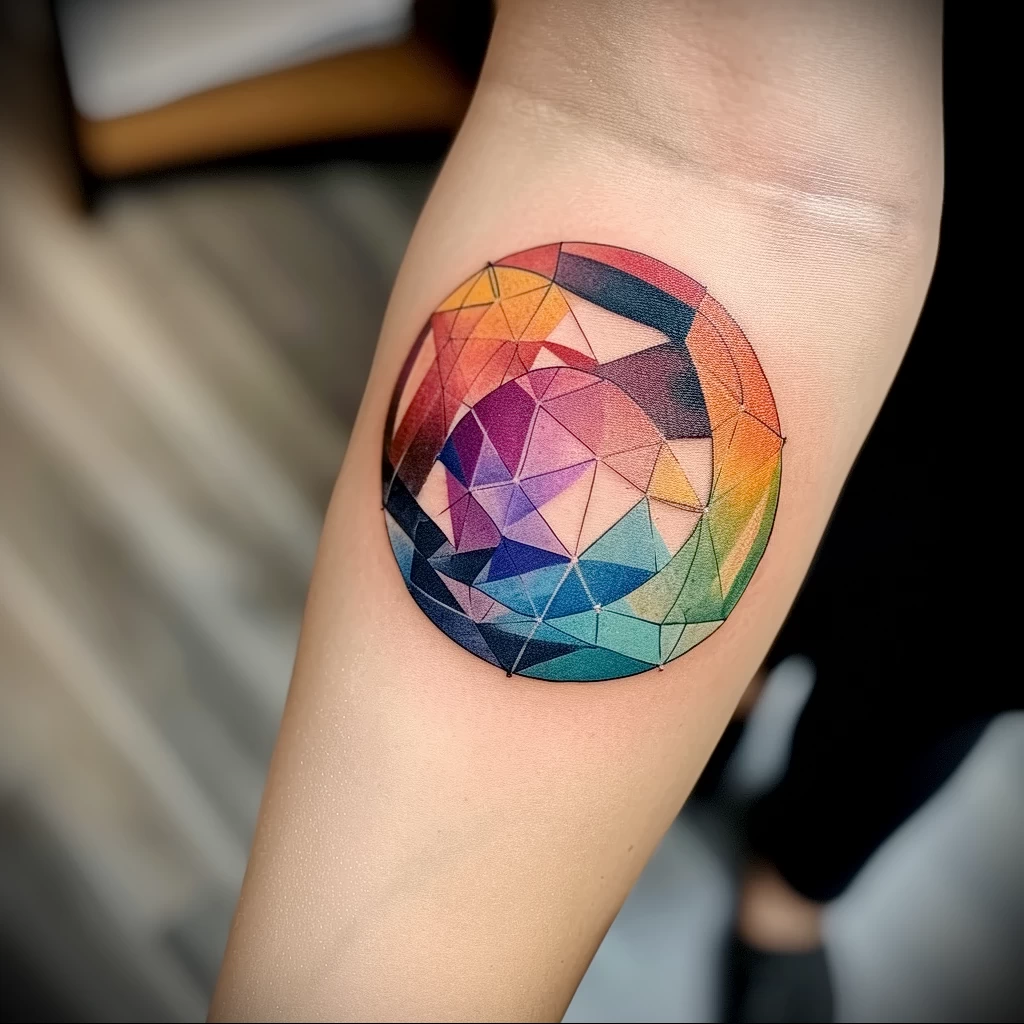 What are the best ink colors for tattoos - A geometric tattoo with subtle color gradients st ce ce f bd cfeeaa - 030124 tattoovalue.net 044