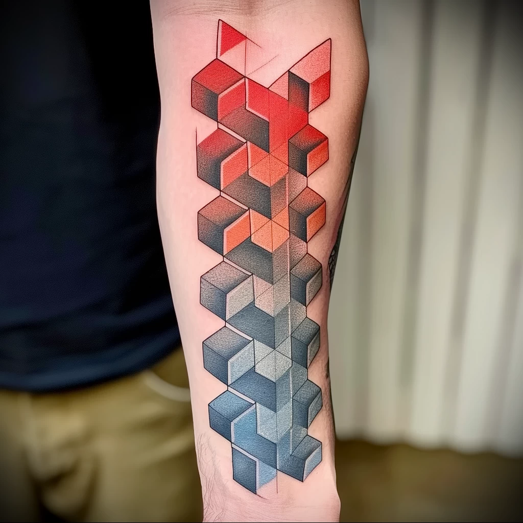 What are the best ink colors for tattoos - A geometric tattoo with subtle color gradients st ce ce f bd cfeeaa _1_2_3 - 030124 tattoovalue.net 047