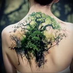 What are the best ink colors for tattoos - A green forest themed tattoo on someones back sty fa ac f bdafec _1 - 030124 tattoovalue.net 049